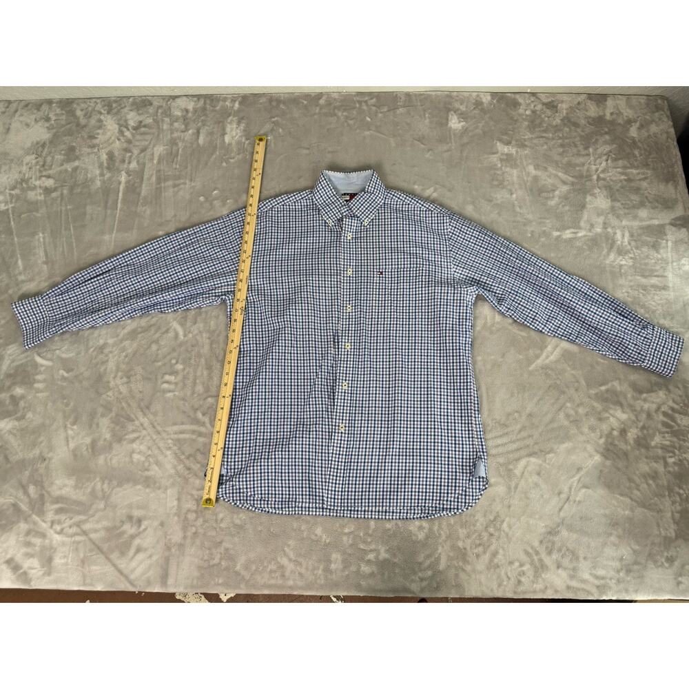 Tommy Hilfiger Long Sleeve Shirt Size M Plaid‎ Purple Blue
